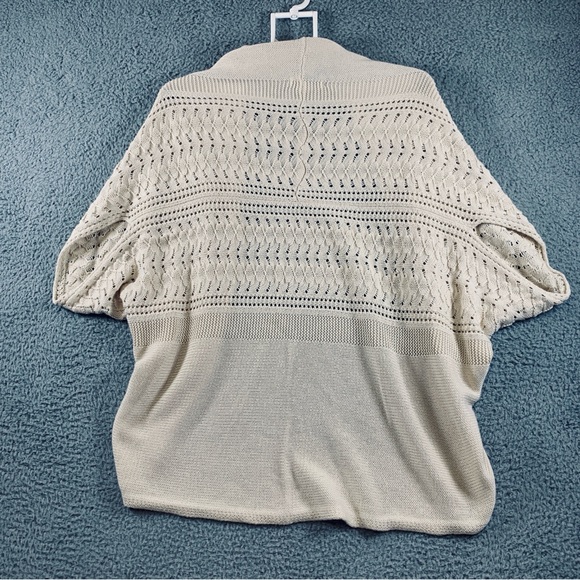 Design History Top Womens Shrug Short Sleeve Knit Cardigan Cotton Blend Ivory XS - Picture 5 of 9